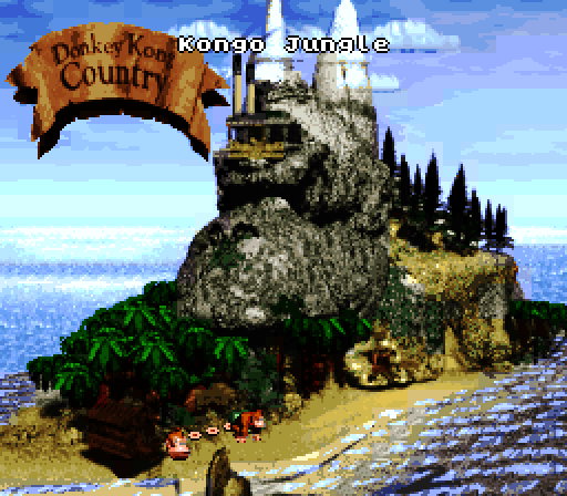 Donkey Kong Country Super NES Screenshot: The island map.