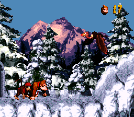 Donkey Kong Country Super NES Screenshot: A winter wonderland!