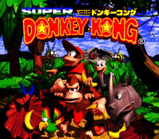 Donkey Kong Country Super NES Screenshot: Title screen (Japanese version).