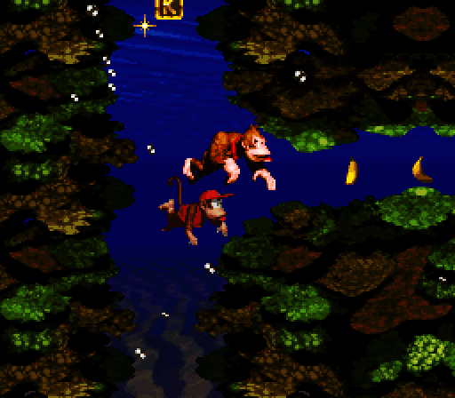 Donkey Kong Country Super NES Screenshot: Which way should I go here?