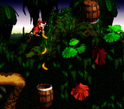 Donkey Kong Country for Super NES - These barrels can shoot your characters all over the screen!