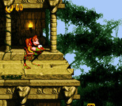 Donkey Kong Country for Super NES - The frog helps you jump over this gap.