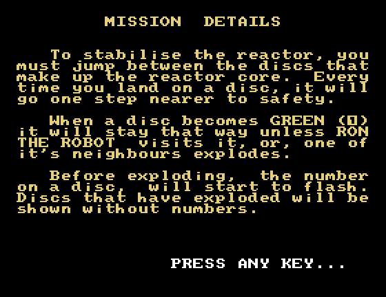Disco Dan Tatung Einstein Screenshot: Mission details.