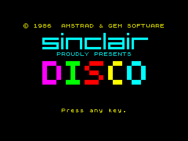 Disco Dan ZX Spectrum Screenshot: Title screen 1 (re-release).