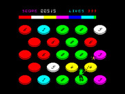 Disco Dan for ZX Spectrum - Use your gun to blast particles out of the way.