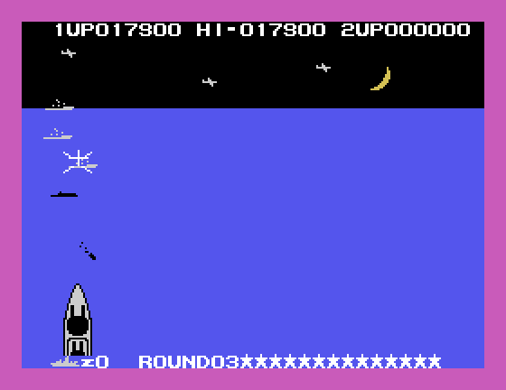 Yamato Sega SG-1000 Screenshot: Just a few more targets to hit and this round is complete.