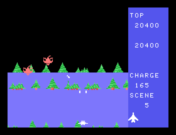 Exerion Sega SG-1000 Screenshot: Only a few enemies left in this wave...