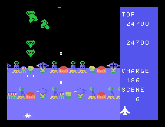 Exerion Sega SG-1000 Screenshot: Can you defeat another wave of aliens?