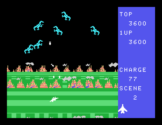 Exerion Sega SG-1000 Screenshot: The next wave of attackers appears...