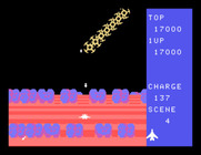 Exerion for Sega SG-1000 - Attackers forming a straight line.
