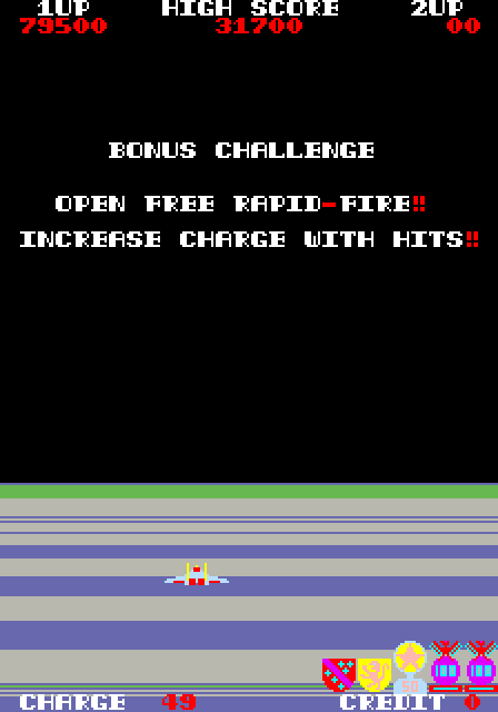 Exerion Arcade Screenshot: Bonus challenge time!