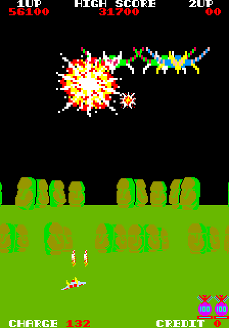 Exerion Arcade Screenshot: Now an entire fleet of these things appears!