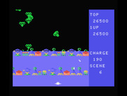Exerion for MSX - These green enemies have a tricky flight pattern.