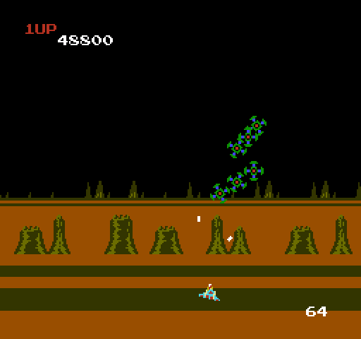 Exerion NES / Famicom Screenshot: On to the next enemy attack formation...