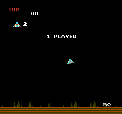 Exerion NES / Famicom Screenshot: Ready to begin, player 1?