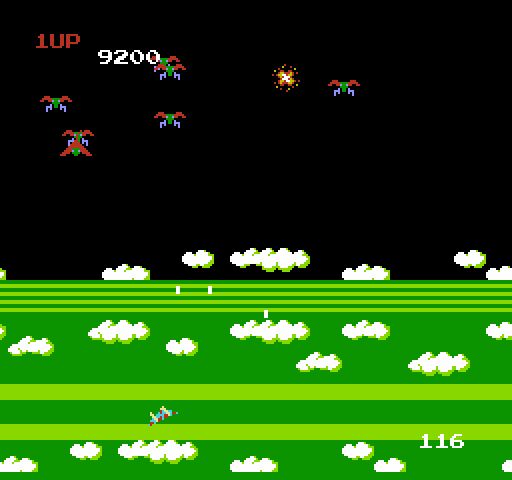 Exerion NES / Famicom Screenshot: A second wave of fighters makes an appearance...
