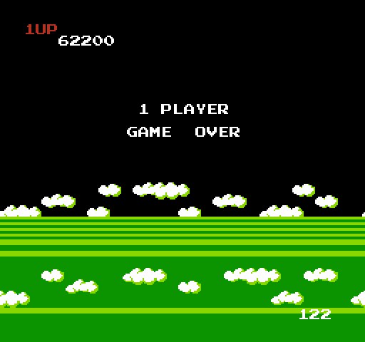 Exerion NES / Famicom Screenshot: Game over.