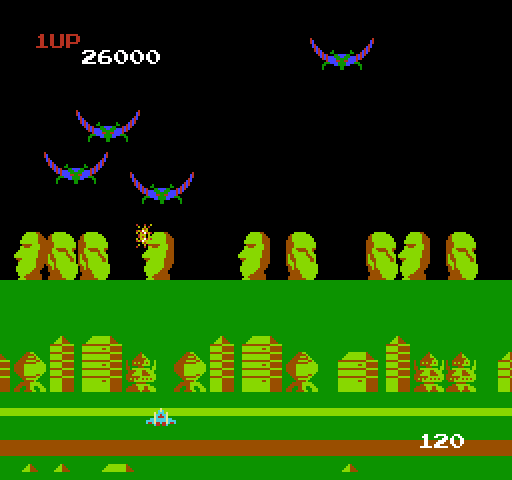 Exerion NES / Famicom Screenshot: Large enemies appear...