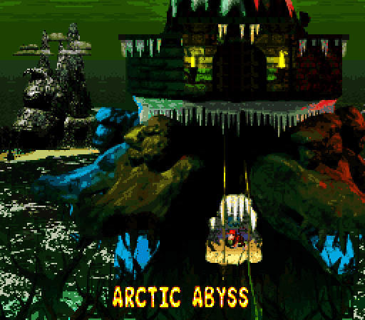 Donkey Kong Country 2: Diddy's Kong Quest Super NES Screenshot: Entering the Arctic Abyss...