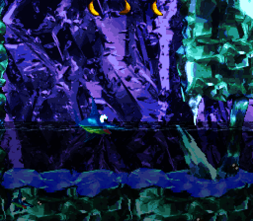 Donkey Kong Country 2: Diddy's Kong Quest Super NES Screenshot: I'm a fish now! Time to swim through a maze.