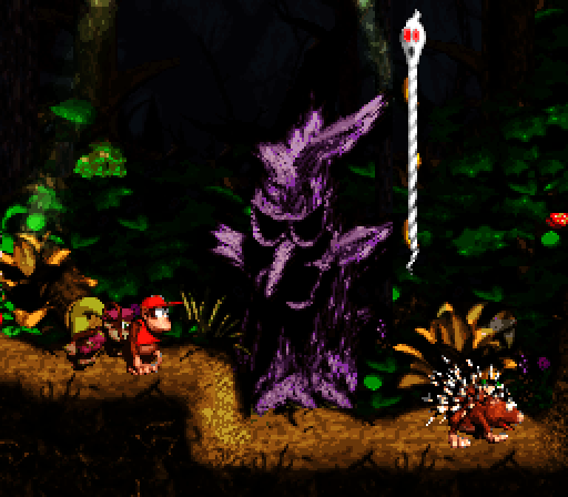 Donkey Kong Country 2: Diddy's Kong Quest Super NES Screenshot: The ghostly ropes will sometimes disappear on you.