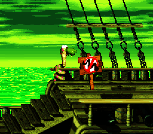 Donkey Kong Country 2: Diddy's Kong Quest Super NES Screenshot: I've taken on snake form...but this is the end of the line for snakes!