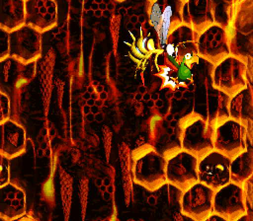 Donkey Kong Country 2: Diddy's Kong Quest Super NES Screenshot: I was stung!
