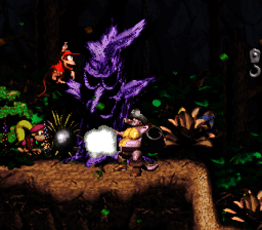 Donkey Kong Country 2: Diddy's Kong Quest Super NES Screenshot: Canon ball attack!
