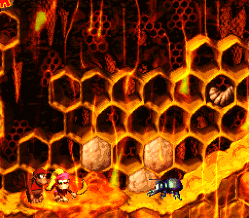 Donkey Kong Country 2: Diddy's Kong Quest Super NES Screenshot: You can't walk through honey, but you can still jump...