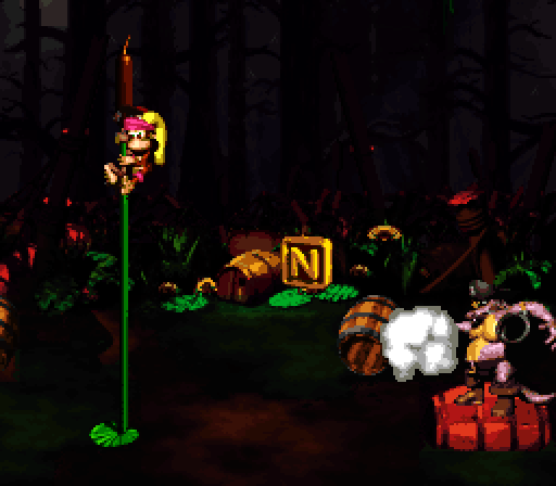 Donkey Kong Country 2: Diddy's Kong Quest Super NES Screenshot: Don't let barrels hit you...
