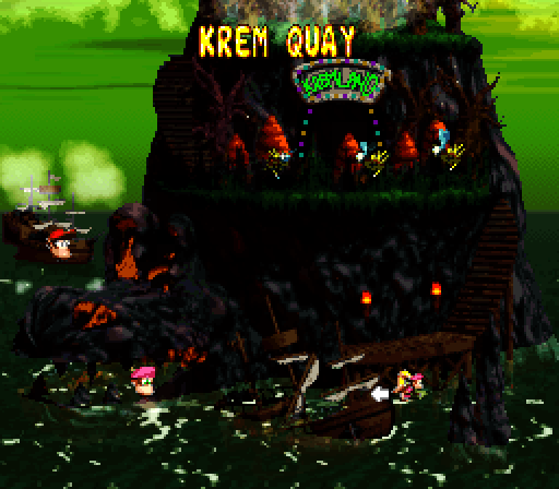 Donkey Kong Country 2: Diddy's Kong Quest Super NES Screenshot: Entering Krem Quay.