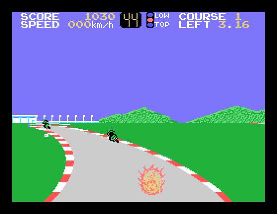Hang-On II Sega SG-1000 Screenshot: Oops, I crashed...