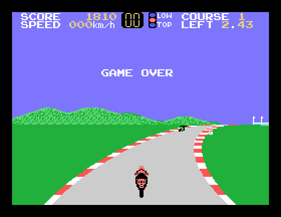 Hang-On II Sega SG-1000 Screenshot: Game over.