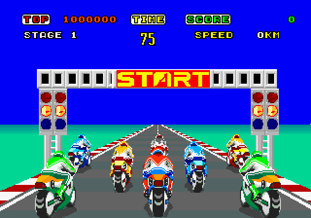 Hang-On Arcade Screenshot: Get ready to race!