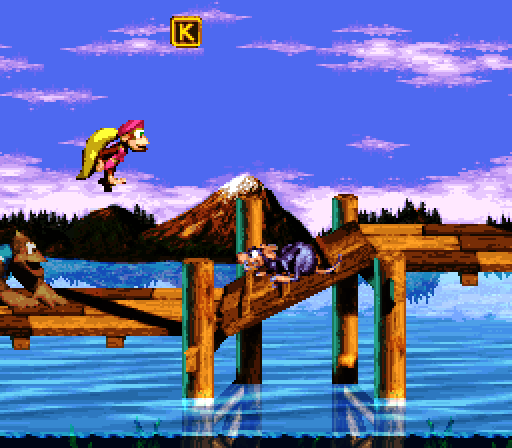 Donkey Kong Country 3: Dixie Kong's Double Trouble! Super NES Screenshot: Game start.