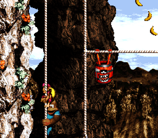 Donkey Kong Country 3: Dixie Kong's Double Trouble! Super NES Screenshot: Climbing ever upward...