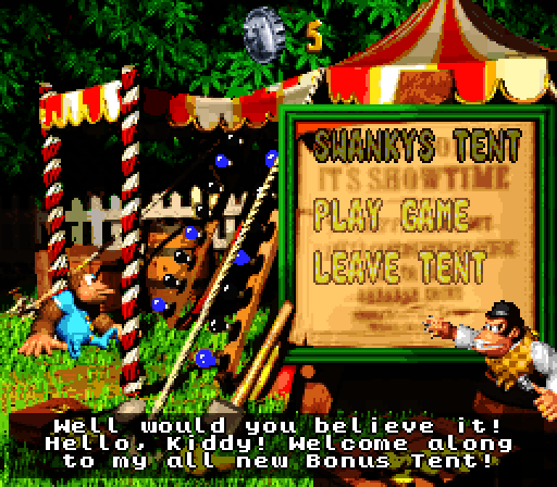 Donkey Kong Country 3: Dixie Kong's Double Trouble! Super NES Screenshot: Care for a mini-game?