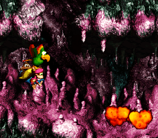 Donkey Kong Country 3: Dixie Kong's Double Trouble! Super NES Screenshot: Watch out for explosions here!