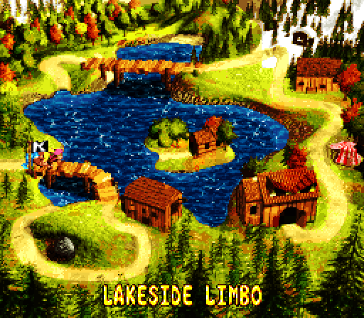 Donkey Kong Country 3: Dixie Kong's Double Trouble! Super NES Screenshot: Starting the adventure with Lakeside Limbo.