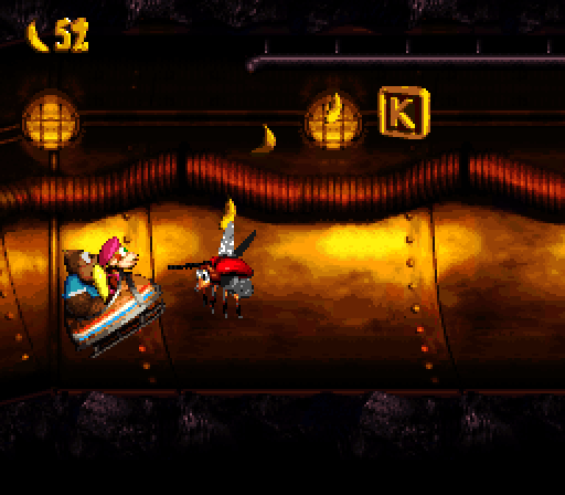Donkey Kong Country 3: Dixie Kong's Double Trouble! Super NES Screenshot: Racing through a tunnel...