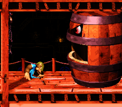 Donkey Kong Country 3: Dixie Kong's Double Trouble! Super NES Screenshot: The first end of level boss.