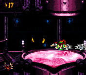 Donkey Kong Country 3: Dixie Kong's Double Trouble! for Super NES - The spider can make webs to cross dangerous areas...but someone is trying to shoot it!