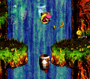 Donkey Kong Country 3: Dixie Kong's Double Trouble! for Super NES - A barrel launches me upwards...