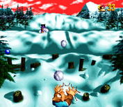 Donkey Kong Country 3: Dixie Kong's Double Trouble! for Super NES - A snowball fight with a snowman!