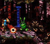 Donkey Kong Country 3: Dixie Kong's Double Trouble! for Super NES - A running barrel knocks me over...