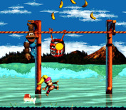 Donkey Kong Country 3: Dixie Kong's Double Trouble! for Super NES - This barrel can climb ropes!
