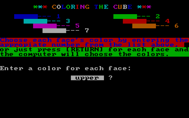 Rubik's Cube IBM PC/Compatibles Screenshot: Starting a new game.