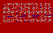 Rubik's Cube for IBM PC/Compatibles - Game instructions.