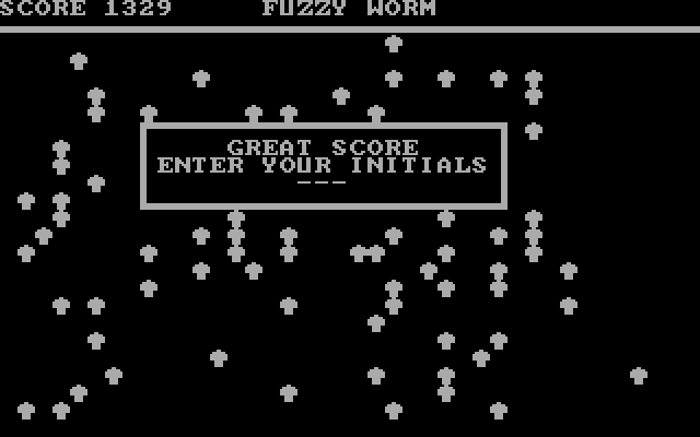 Fuzzy Worm IBM PC/Compatibles Screenshot: Game over; a new high score!