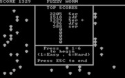 Fuzzy Worm for IBM PC/Compatibles - The high score table.